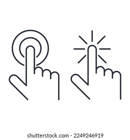 Hand, sensor . Touch control. Vector linear icon isolated on white background. - Powered by Shutterstock - Get 15% off with code: PIKWIZARD15