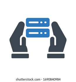 hand server vector glyph color icon 