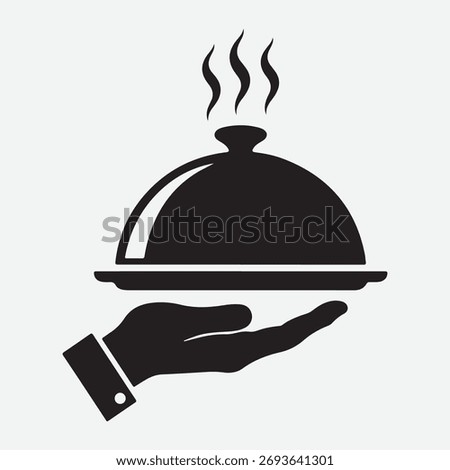 Hand Serving Hot Food Under a Cloche Icon with Steam