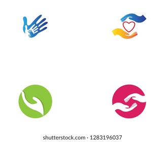 Hand set Care Logo Template vector icon Business