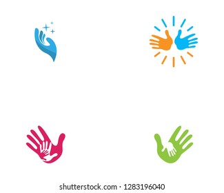 Hand set Care Logo Template vector icon Business