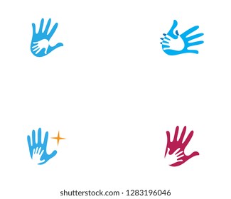 Hand set Care Logo Template vector icon Business