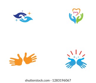 Hand set Care Logo Template vector icon Business