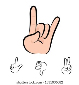 hand. Set of doodle hands showing different signs . hand with white background - vector
