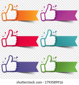 Hand Set Recommended With Thumbs Up With Transparent Background With Gradient Mesh, Vector Illustration