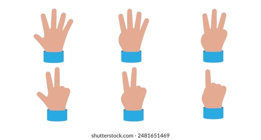 Hand set. Hand shows finger. Hand shows gesture.