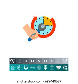 Hand setting clock vector icon