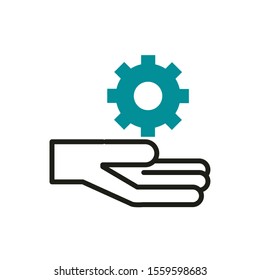 hand setting web development icon vector illustration line and fill