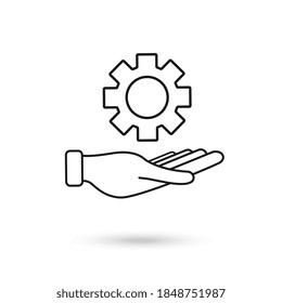 Icono de la marcha de la mano aislado en el fondo blanco. Ajuste, servicio, mantenimiento, reparación, arreglo. Ilustración vectorial