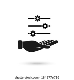 Icono de la marcha de la mano aislado en el fondo blanco. Ajuste, servicio, mantenimiento, reparación, arreglo.