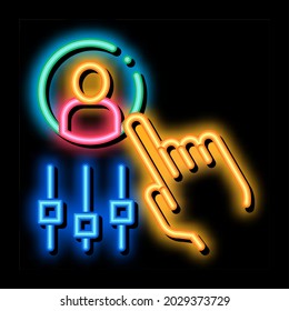 Hand Settings And Man Silhouette Agile neon light sign vector. Glowing bright icon transparent symbol illustration