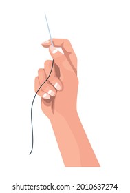 hand with sewing needle activity icon