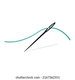 Hand sewing needle vector graphics