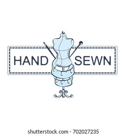 Hand sewn with mannequin and accessories vector