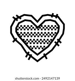 hand sewn patches diy fashion handmade line icon vector. hand sewn patches diy fashion handmade sign. isolated contour symbol black illustration