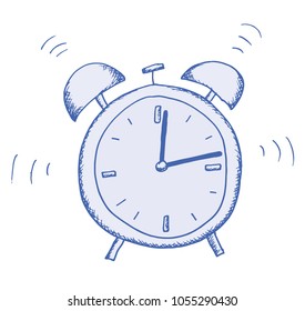 Hand shaded illustration of an alarm clock.  The hands are isolated - they can rotate freely. Use as illustrations for newspapers, magazines, invitations, letters, cards etc. Vector eps 10.