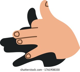 Hand And Shadow Puppet Dog Isolated On White