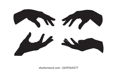 Handschatten Silhouetten erreichen Gesten Einzeln Schwarze Formen