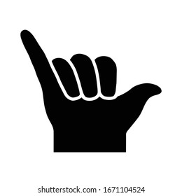 Hand shaka black design icon silhouette vector