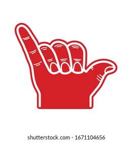 Hand shaka red design icon silhouette vector