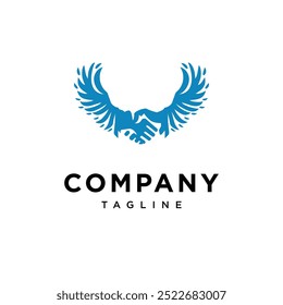 Hand shake Angel wings logo icon vector