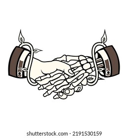 vector de arte de apretar la mano aislado en fondo azul.