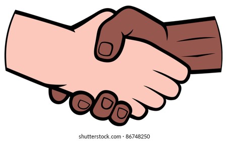 Hand Shake Between Black And White Man 