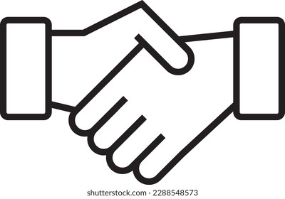 Hand shake Business icon with black outline style. partnership, agreement, deal, contract, success, people, cooperation. Vector illustration