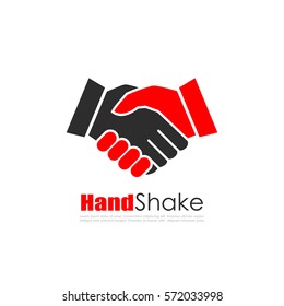 Hand shake business vector logo on white background. Flat web design element for website, app or infographics materials.