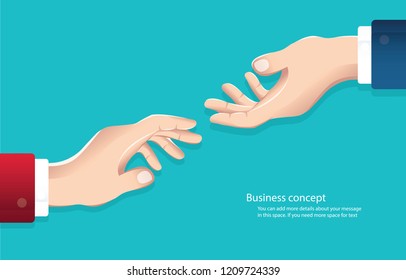 Hand shake. Businessmen shaking hands on a background of skyline. Concept business vector illustration