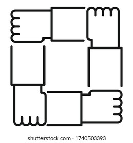 Handshake Kollaborationssymbol. Outline-Kollaboration-Vektor-Symbol für Web-Design isoliert auf weißem Hintergrund