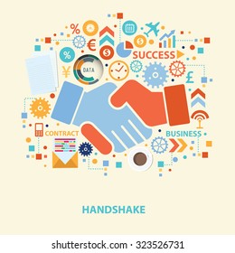 Hand shake concept design on old background,clean vector
