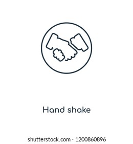 Hand shake concept line icon. Linear Hand shake concept outline symbol design. This simple element illustration can be used for web and mobile UI/UX.