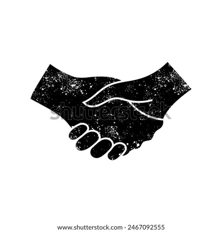 Hand shake and cross sign black hand drawn icon in grunge look