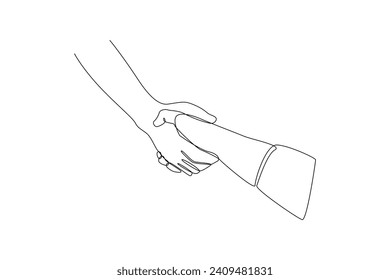 Hand shake each other. Business minimalist concept. Simple continuous line.