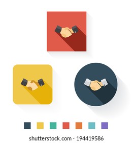 Hand Shake Flat Icon Design Kit Set Collection