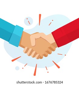 Hand Shake Hands Or Handshake Vector Flat Cartoon Illustration Isolated, Concept Of Success Partnership Friendship Deal Or Welcome Agreement Gesture Modern Design