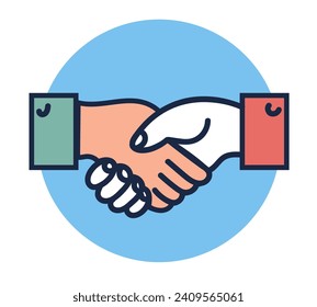 Hand shake handshake partnership relationship agreement line art symbol concept. Vector graphic design illustration element