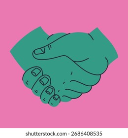 Hand shake handshake partnership relationship agreement line art symbol concept. Vector graphic design illustration element