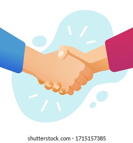 Hand shake handshake or shaking hands vector flat cartoon illustration isolated, success partnership deal concept and friendship welcome gesture or agreement modern design clipart