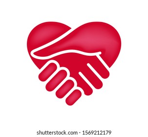 Hand Shake with Heart shaped Vector illustration