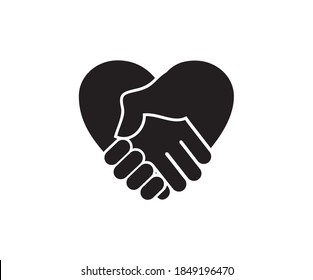 Hand Shake with Heart shaped Vector illustration