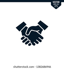 Hand shake icon collection in glyph style, solid color vector