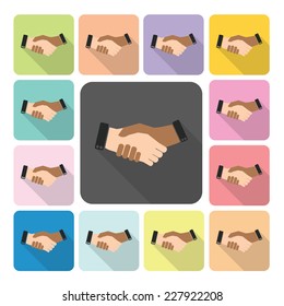Hand shake Icon color set vector illustration.