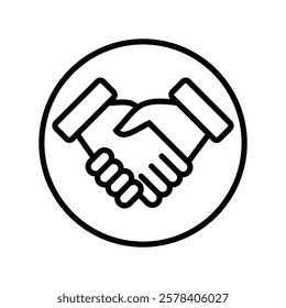 Hand Shake Icon Design in One style with Editable Stroke