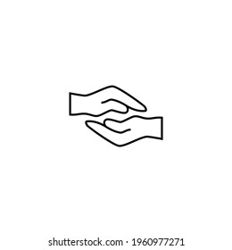 Hand shake icon in flat black line style, isolated on white background 