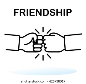 Hand shake icon. Friendship sign. Vector illustration. Fist bump. 