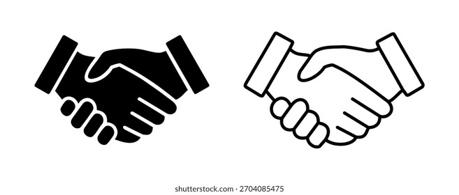 Icono de la sacudida de la mano aislado en fondo transparente. en estilos sólidos y del contorno. símbolo del Vector