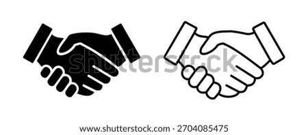 Hand shake icon isolated on transparent background. in solid and outline styles. vector symbol