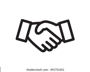 Hand Shake Icon Symbol Suitable For Info User Interfaces, Graphics, Websites And Print Media. Vector, Flat Outline Icon, Clip Art.